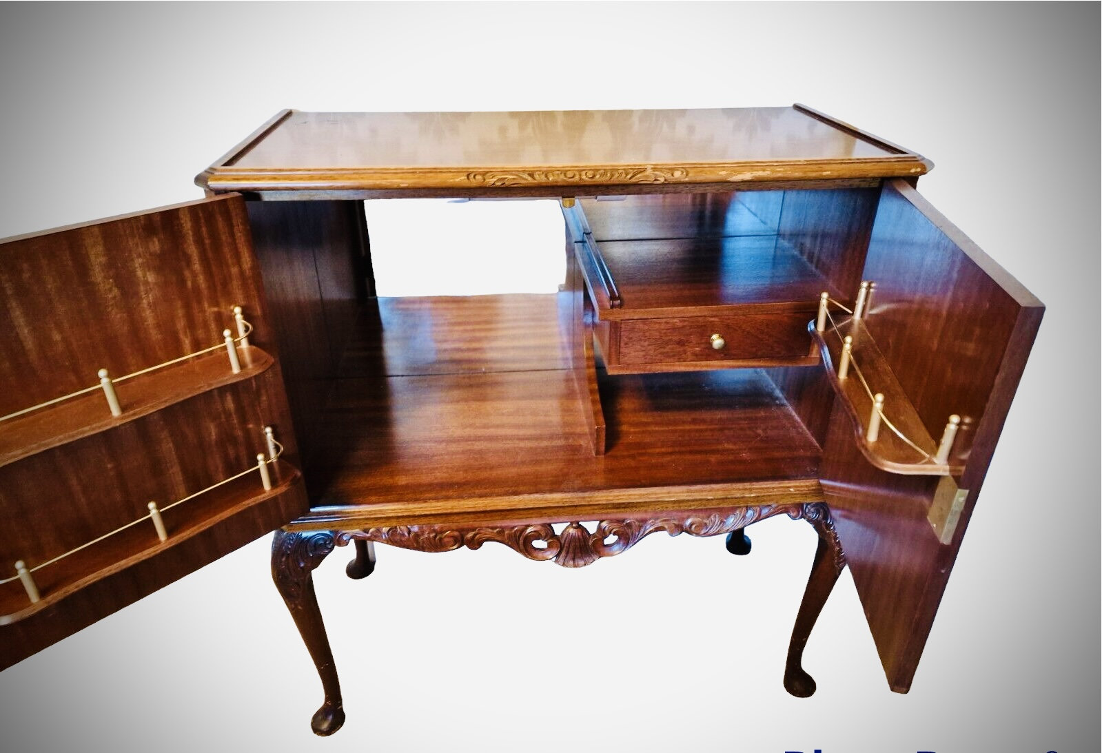 Vintage Carved Drinks Cocktail Bar Queen Anne Legs Etsy