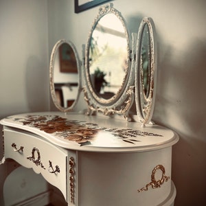 Vintage dressing table | Kidney shaped vanity | French style dressing table |