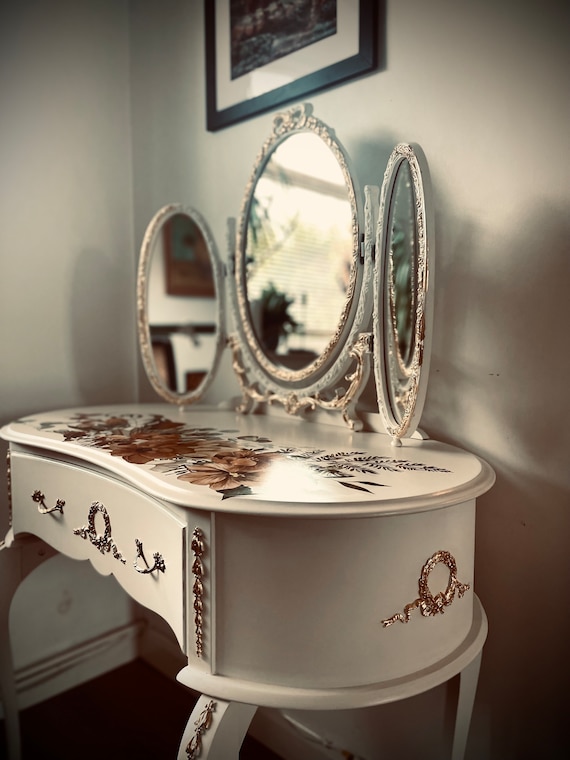 dressing table design oval shape Dressing Table: Oval Mirror & Stool Black, Brown, White Dressing Table Studio GKW