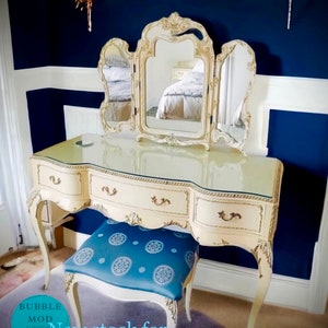 French  Style vanity set, 3-drawer vintage dressing table -ornate vanity with a mirror and a stool- bespoke