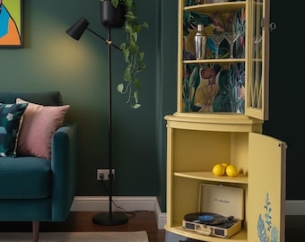 Vintage Corner Drinks Cabinet: Bespoke Gin Display Unit
