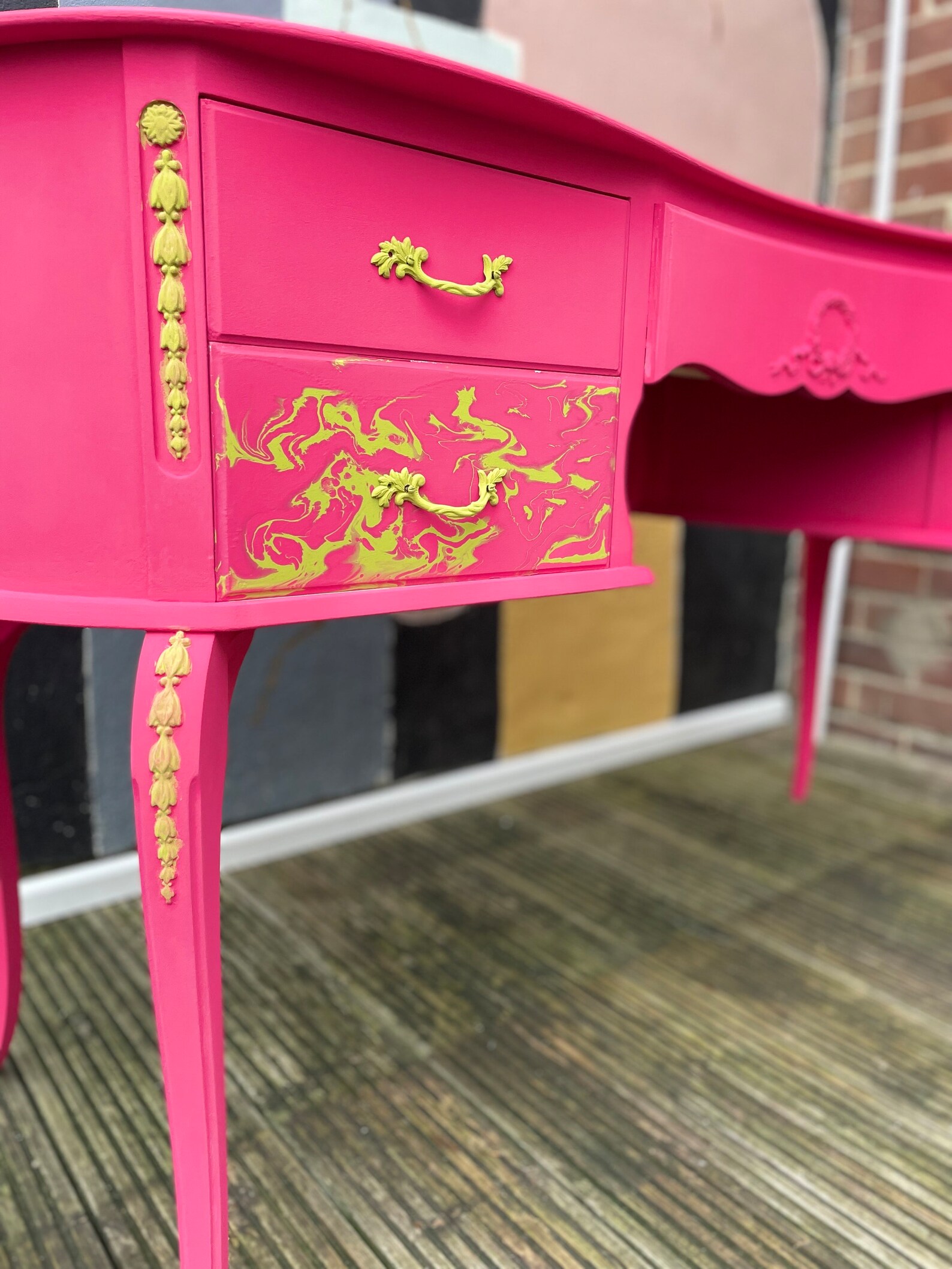 Fusia Pink Dressing Table French Style Bespoke Vanity Louis Style