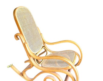 Vintage cane rocking chair- rattan rocking chair