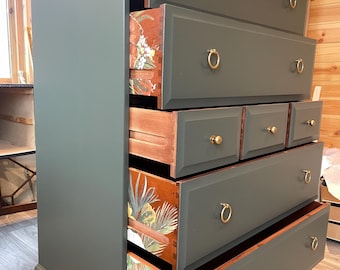 Stag Tall Chest of Drawers: Vintage Wooden Dresser