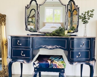 French Style Vanity: Vintage Ornate Dressing Table, Bespoke Furniture