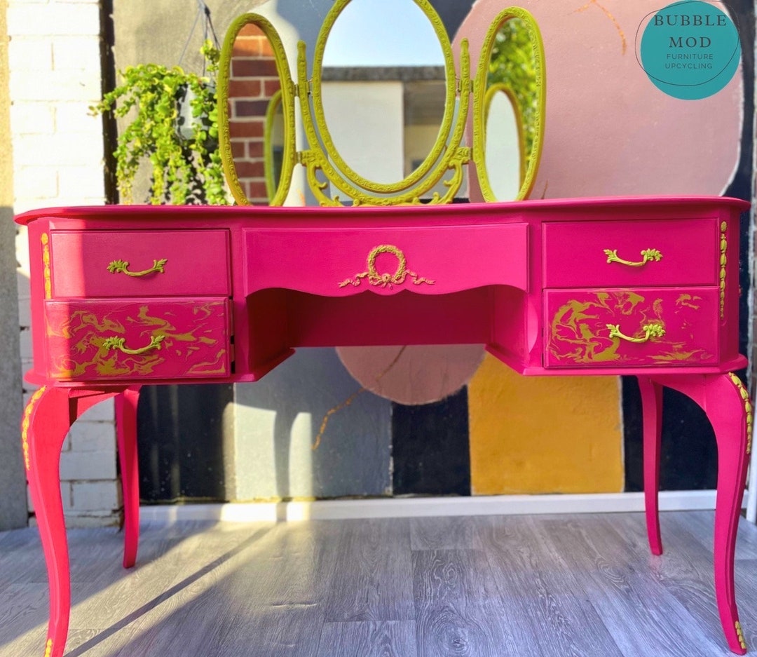 Fusia Pink Dressing Table French Style Bespoke Vanity Louis Style