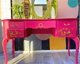 Fusia Pink French Style Dressing Table: Bespoke Louis Vanity