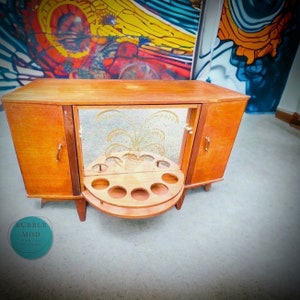 Midcentury-Modern Rotating cocktail bar | Rare drinks cabinet | Vintage teak cocktail bar | sideboard
