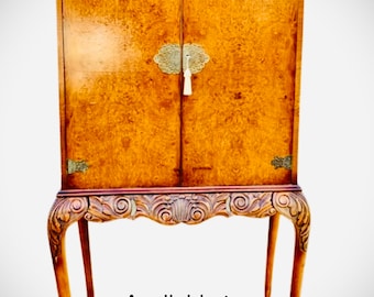 Antique cocktail cabinet, Queen Anne long leg drinks bar