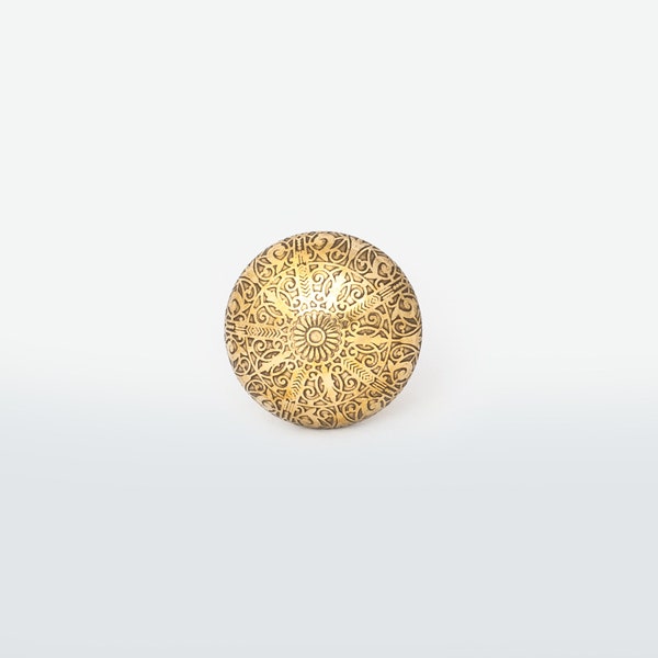 Orientalischer Orientalischer Schrankknopf aus Messing - Runder Orientalischer Gemusterter Gold Schrankgriff