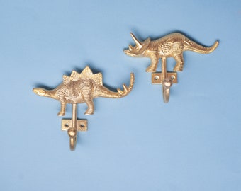 Decorative Dinosaurs Wall Hooks - Triceratops / Stegosaurus Hangers - Handmade Dino Coat Hangers - Racks Hooks - Jurassic Wall Hook Hardware