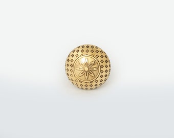 Lotus Flower Brass Cupboard Knob -  Oriental Round Brass Drawer Pull - Gold Cabinet Handles