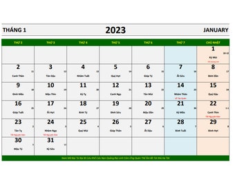Lunar Calendar Vietnamese 2023 Âm Lịch Lunar Vietnamese - Etsy