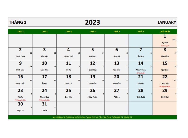 Lunar Calendar Vietnamese 2023 m L ch Lunar Vietnamese Etsy