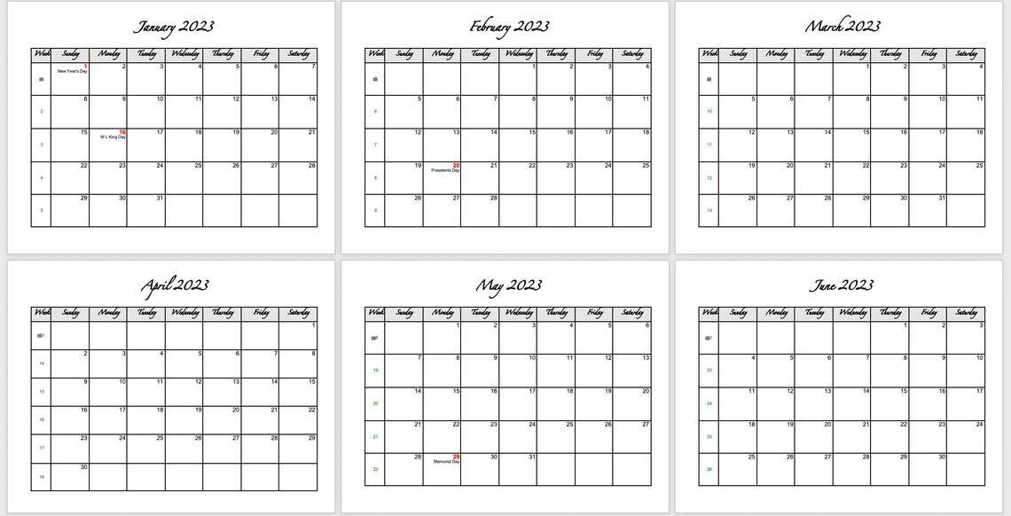 2023 calendar editable calendar 2023 word editable monthly etsy