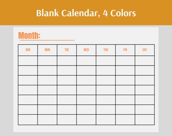 Perpetual Blank Calendar Printable Digital Download | Blank Planner | Blank Schedule | PNG and PDF | Scalable | Minimal | 4 colors - CL023