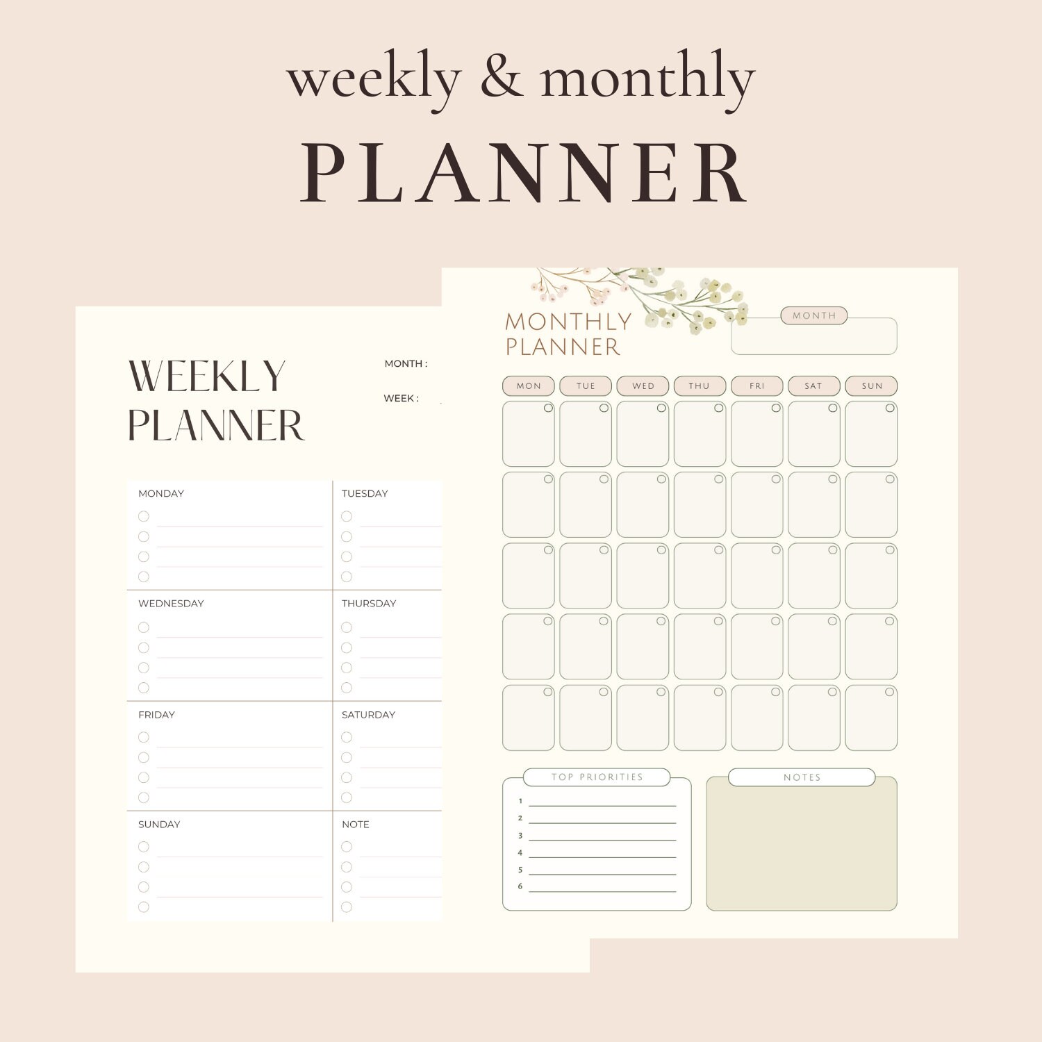 Daily Planner Printable, Weekly Planner, Printable Digital Planner, 5 ...