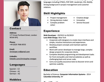 Resume Template Word, Resume Templete, Web Developer Resume Template, Edit in Word, CV Template, Professional Template Word, RT003
