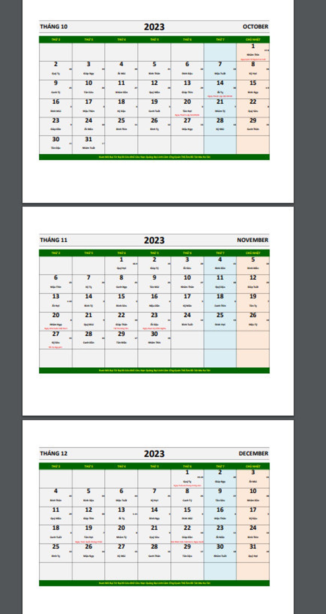 Lunar Calendar Vietnamese 2023 Âm Lịch Lunar Vietnamese Etsy
