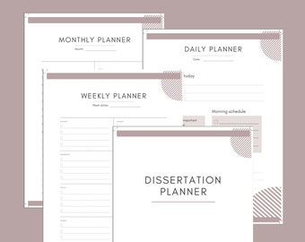 Dissertation Planner, Thesis Planner, Master Planner, PhD Planner, Thesis Planner, 15 A4 PDF Pages Instant Download, Digital File, DP003