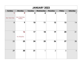 2023 Calendar Template in Word and PDF Calendar Template - Etsy