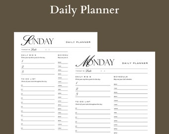 Daily Planner Printable, Daily Schedule, Digital Planner, Daily Planner Template, Daily Planner 2023, Printable 7 A4 PDF Pages, DP002