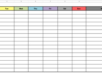 Weekly Schedule Excel Template, Weekly Planner, Daily Schedule, Weekly Planner, Weekly Schedule Template, Editable in Excel, Printable File