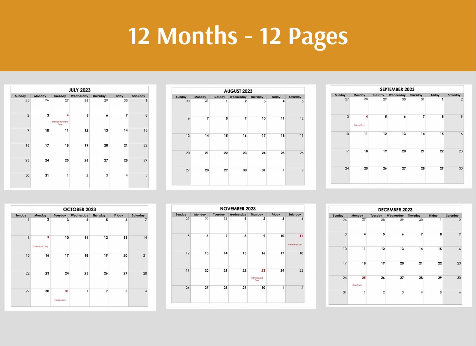 2023 Calendar Editable Word, Calendar Template, Digital File, Monthly