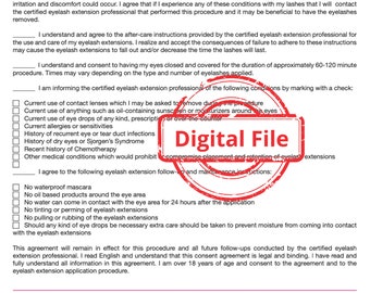 Eyelash Extension Consent Form Etsy