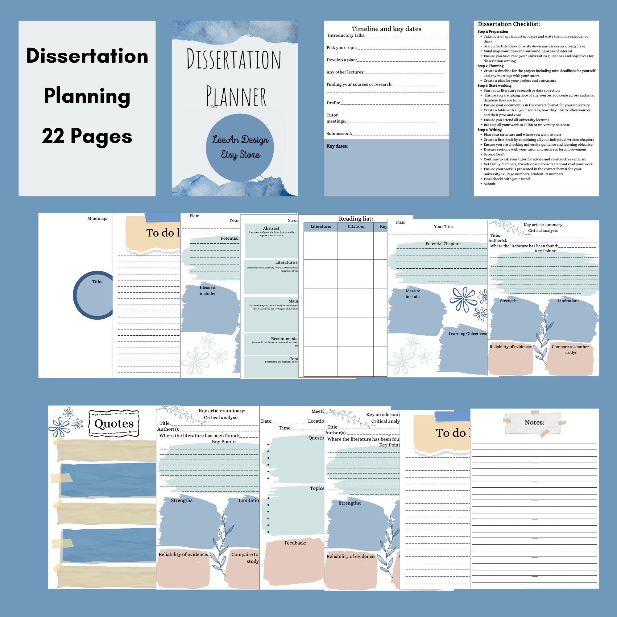 Dissertation Planner, Thesis Planner, Master Planner, Phd Planner ...