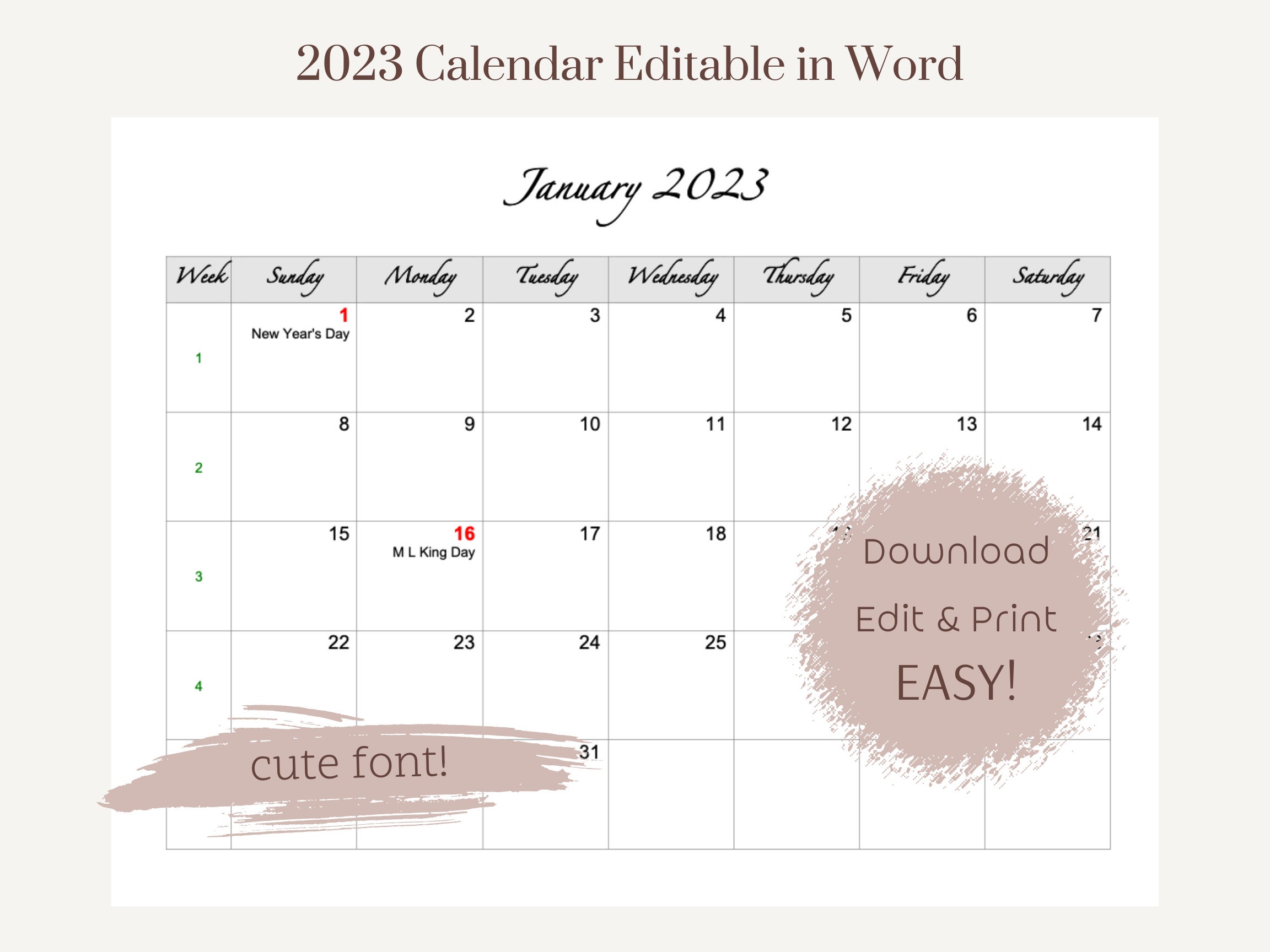 2023-calendar-editable-calendar-2023-word-editable-monthly-etsy