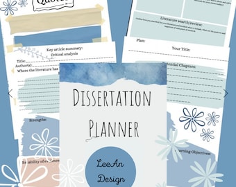 Dissertation Planner, Thesis Planner, Master Planner, PhD Planner, Thesis Planner, 22 A4 PDF Pages Instant Download, Digital File, DP004