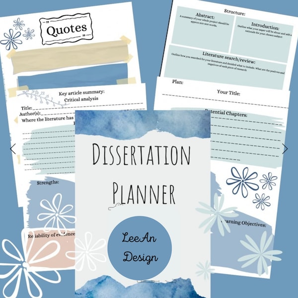 free dissertation planner Dissertation Planner, Thesis Planner, Master Planner, PhD Planner, Thesis Planner, 22 A4 PDF Pages Instant Download, Digital File, DP004