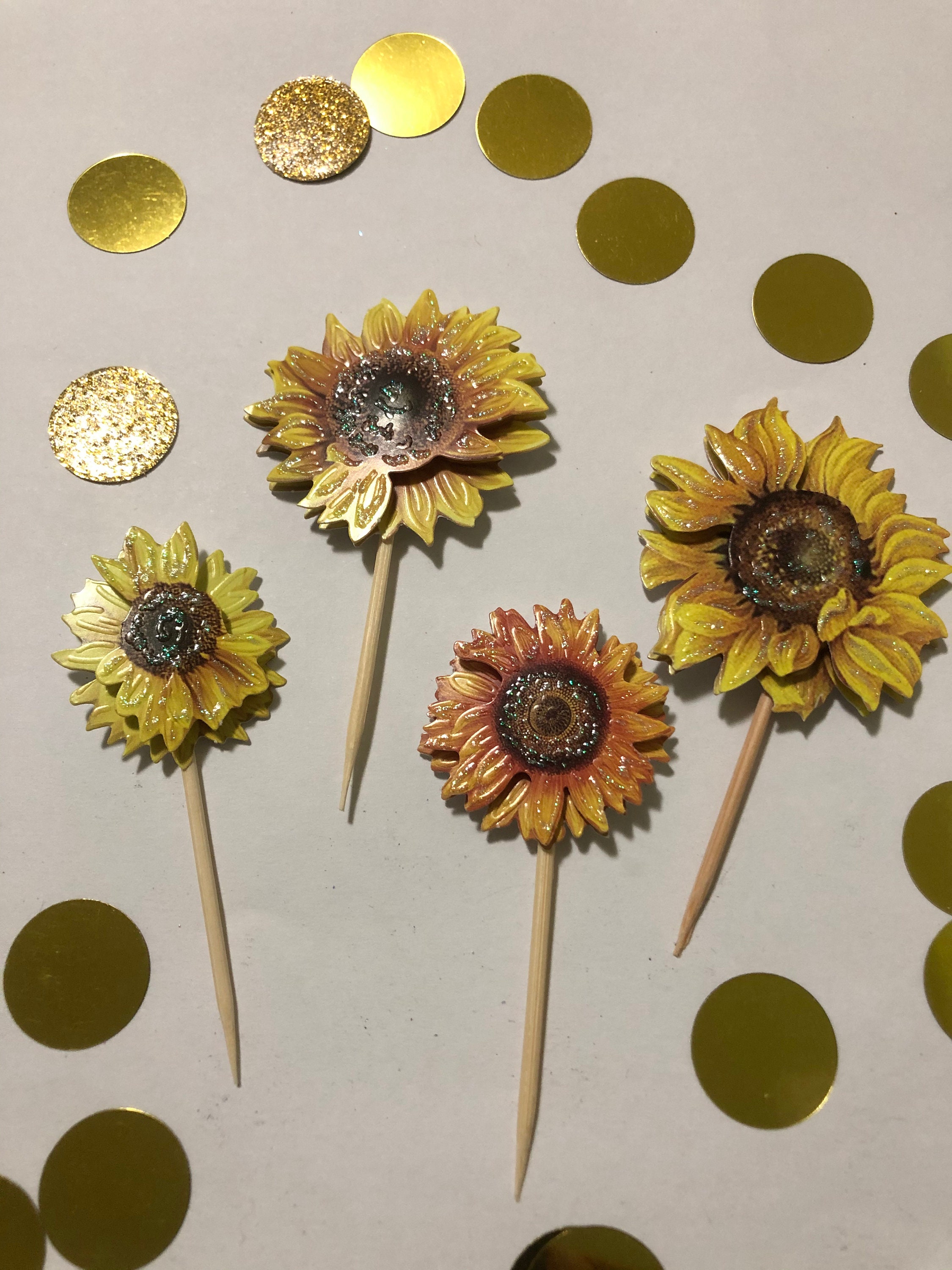 Sunflowers Cupcake Toppers Etsy