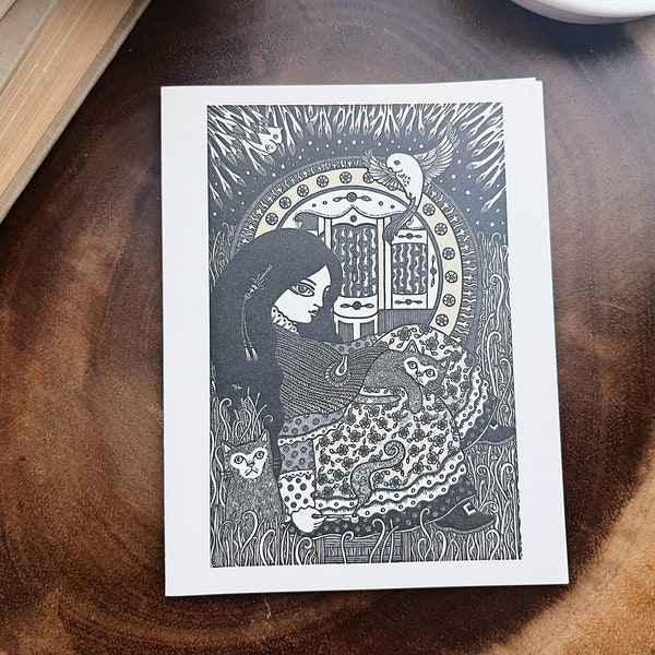 Letterpress Art/Greeting Card by Anita Inverarity: “Cat Sookins”