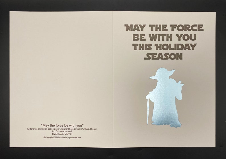 May the force be with you this holiday season: Sci-fi Handcrafted Letterpress Card True Master image 5