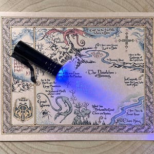 Thror's Map Middle-earth Hidden Dwarf Runes (UV Blacklight Revealed)