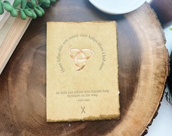 Vikings and Old Norse: “FRIENDSHIP/LOVE” rune, Handcrafted Letterpress Card with Handmade Paper