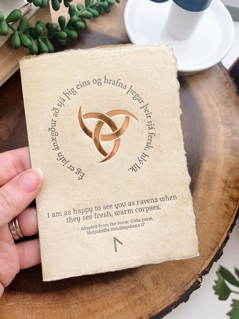 Vikings and Old Norse: JOY rune, Handcrafted Letterpress Card with Handmade Paper image 3