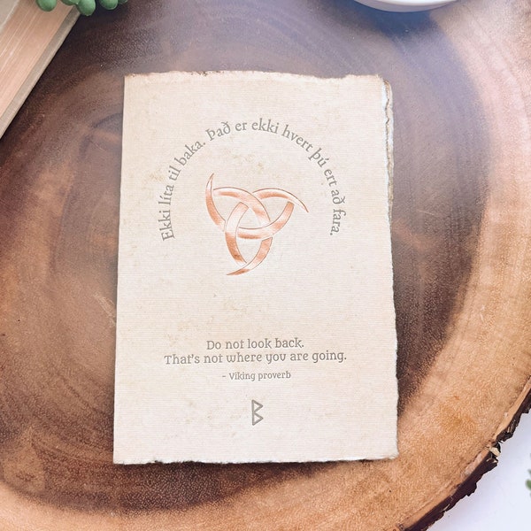 Vikings and Old Norse: “JOURNEY” rune, Handcrafted Letterpress Cards with Handmade Paper