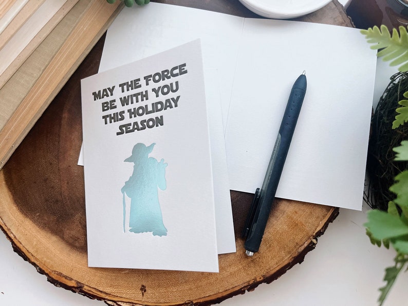May the force be with you this holiday season: Sci-fi Handcrafted Letterpress Card True Master image 2