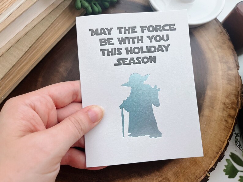 May the force be with you this holiday season: Sci-fi Handcrafted Letterpress Card True Master image 1