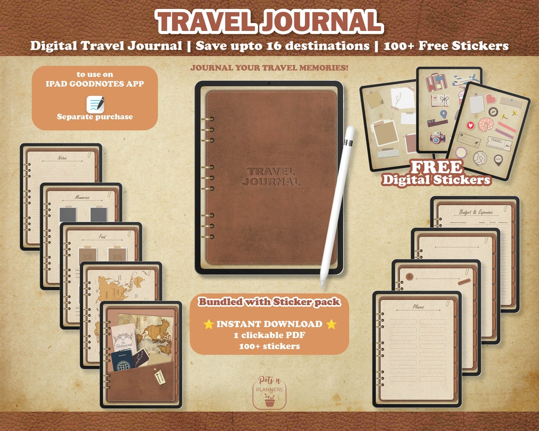 Diario de viajes digital / Diario de viajes Goodnotes / Planificador de ...