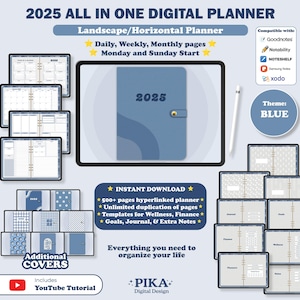2025 Digital Planner, All-in-One Digital Planner, Daily Planner, Weekly Planner, Monthly Planner, GoodNotes Planner 2025, iPad Planner