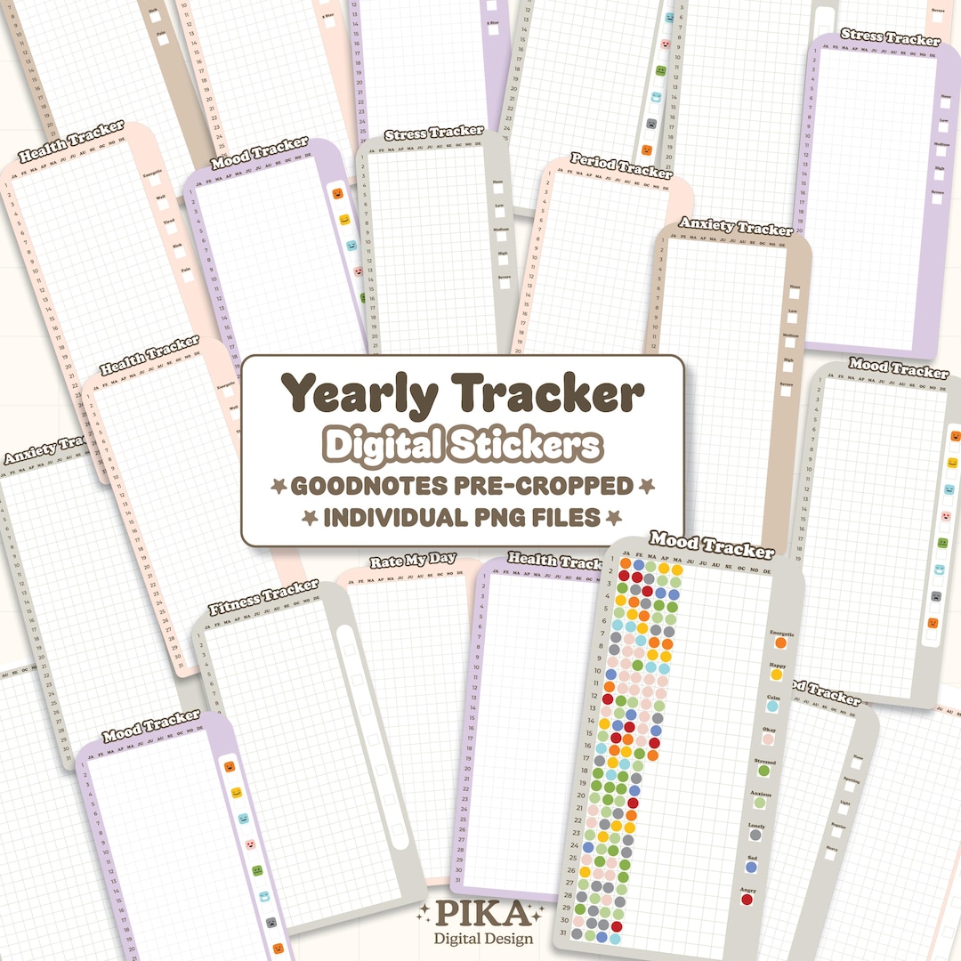 Smart Sticker Tracker Yearly Tracker Digital Planner Stickers, Mood Tracker, Health Tracker ...
