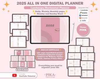 2025 Digital Planner, All-in-One Digital Planner, Daily Planner, Weekly Planner, Monthly Planner, GoodNotes Planner 2025, iPad Planner
