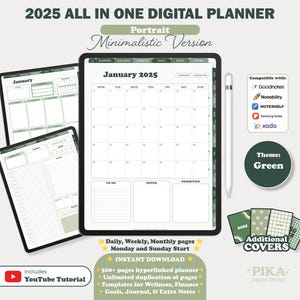 2025 Minimalist Digital Planner: GoodNotes, Notability (PDF)