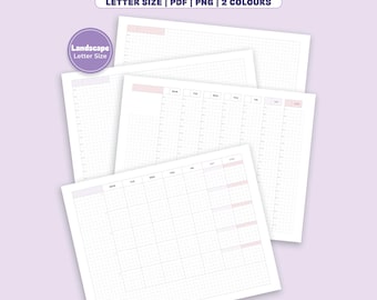 Hobonichi Style Planner - Monthly, Weekly, Daily Pages, PDF, Letter Size, Undated Planner Landscape