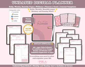 Digital Planner Undated, Digital Planner, Goodnotes Notability Digital Planner, Daily Planner, iPad Planner, Portrait Planner, Pink