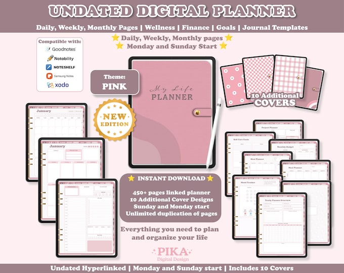 Digital Daily Planner (UNDATED) Goodnotes Planner, iPad Planner ...